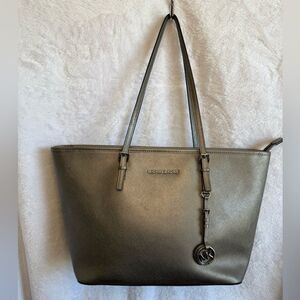 Michael Kors Pewter Saffiano Leather Tote